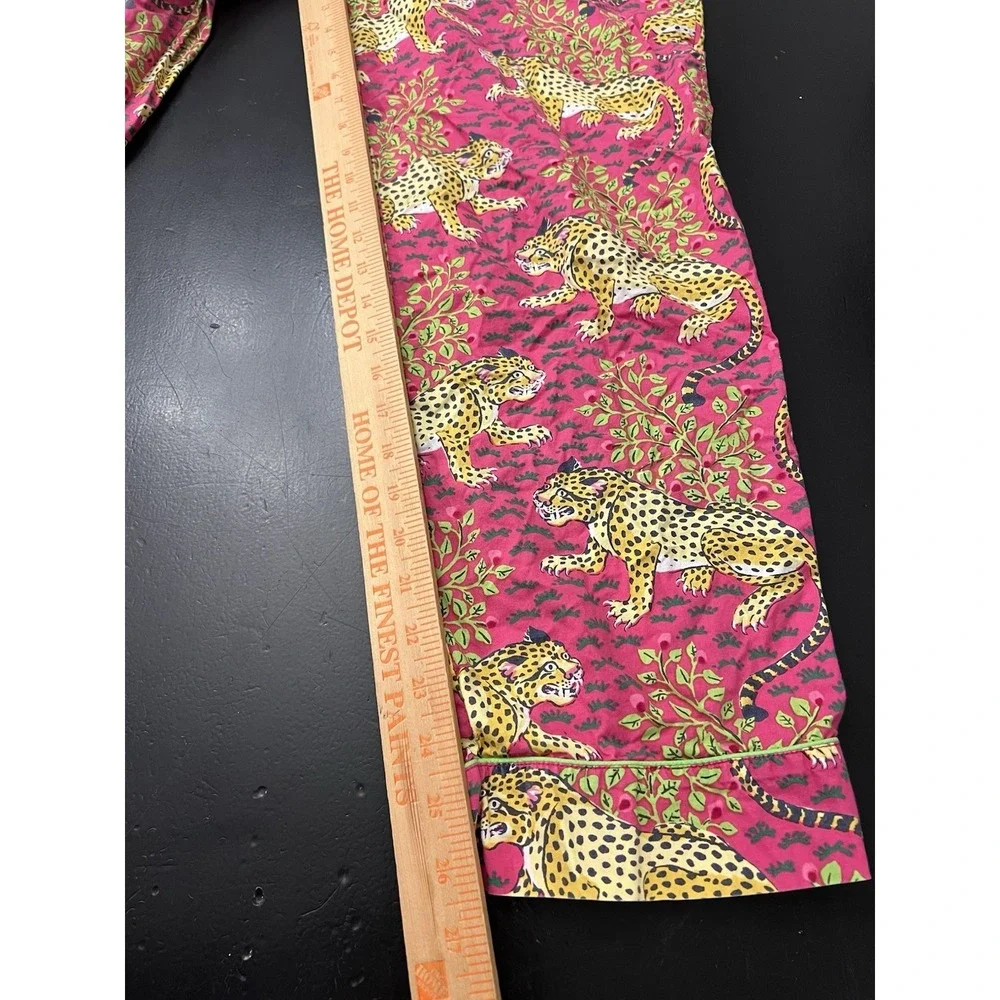 Print Fresh Hot Pink Cheetah Leopard Bagheera Pajama Pants Sz S Organic Cotton
